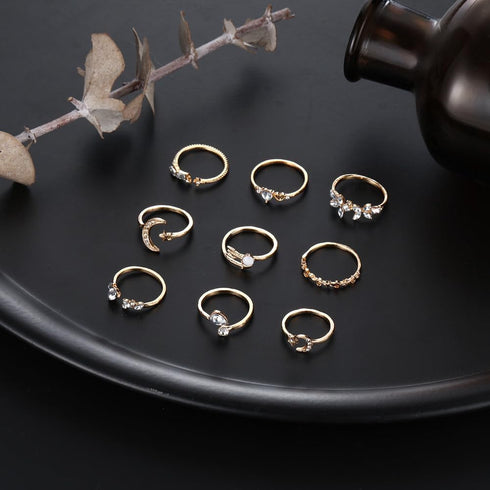 FUTIMELY Boho Retro Stackable Rings Sets for Women,Knuckle Joint Finger Nail Ring Sets Vintage Crystal Moon Flower Arrow Midi Rings Pack...