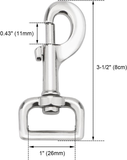 Swivel Snap Hooks Heavy Duty Dog Leash Hook Trigger Clip Clasp for Linking Pet Leash Collar, Key Chain, Dog Playpen (3-1/2" (8cm), 1", 10 Pack)...