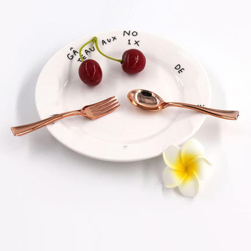 48Pcs Party Disposable Plastic Mini Forks and Spoons Set Polished Gold Cutlery Plastic Tasting Spoons Flatware Forks and Spoons for Small Appetize...