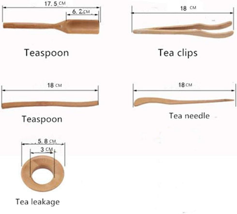 LeYin Bamboo Tea Tool Set, Chinese Gongfu Tea Ceremony Accessories, (Spoon, Needle, Clip, Scoop, Tray, Utensils Set)...