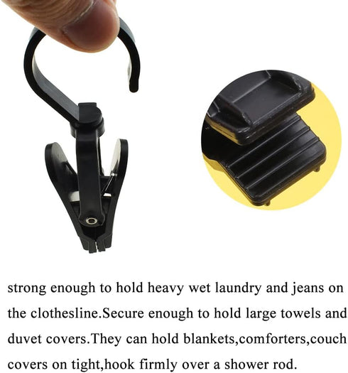 Hahiyo Plastic Swivel Clothespins Hanging Hook Clip Smooth Rotate Strong from Wind Secure to Hold Heavy Laundry Save Space Not Damage Leave Pinch ...