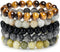 BOMAIL 5PCS Semi-Precious Gemstone Bracelet - Healing Crystal Stone Beaded Bracelets for Women Men 8mm Round Beaded Stretch Bracelets Unisex Yoga ...