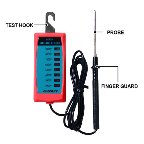 ALLOSUN GK503C NEON Fence Electric Voltage Tester Max 9000V, red...
