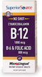 Superior Source No Shot Vitamin B12 Cyanocobalamin (1000 mcg), B6, Folic Acid, Quick Dissolve MicroLingual Tablets, 60 Count, Increase Energy, Hea...