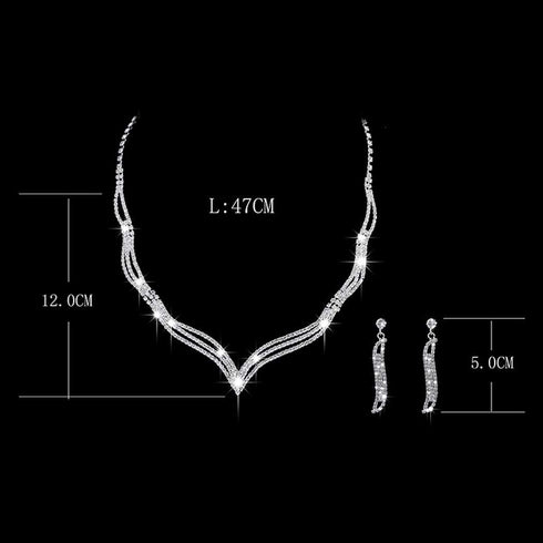 Unicra Wedding Jewelry Set Silver Rhinestone Necklace Earrings Set Prom Party Jewelry sets for Brides and Women...