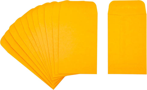 ESSENTIAL #1 100 Piece Coin Envelopes 2.25" x 3.5" with Gummed Flap, Small Parts Envelope for Home and Office Use (Yellow -100)...