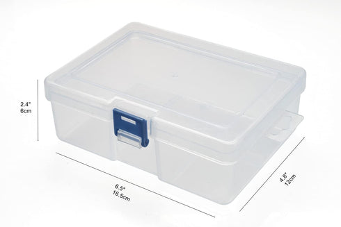 CHILDHOOD 2 Pack of Clear Plastic Clip Box, Crayon box Small Plastic Containers with Lids, Small Modular Supply Case for Office supplies, 6.5 x 4....