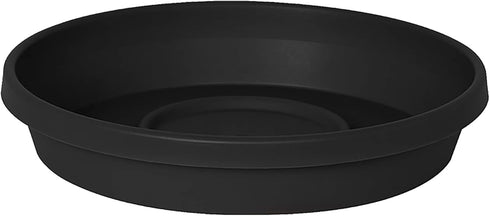 Bloem Terra Pot Round Drain Saucer: 14" - Black - Matte Finish, Durable Resin, Ribbed Bottom, for Indoor and Outdoor Use, Gardening, Planter Not I...