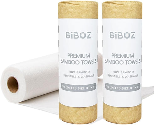 Bamboo Paper Towels Reusable Washable Cleaning Cloth, Weekly Disposable Rayon Towels Heavy Duty & Tear Away 20 Sheets per Roll for Home & Kitchen ...