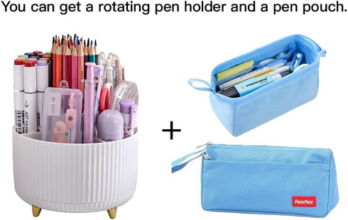 Pen Holder for Desk, Pencil Holder,5 Slots 360° Degree Rotating Desk Organizers and Accessories, Cute Pen Cup Pot for Office, School, Home, Art Su...
