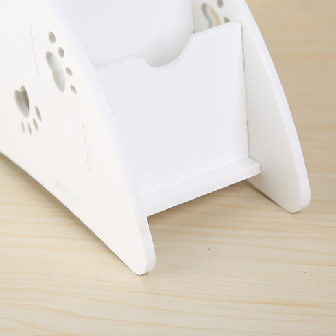 Coideal White Remote Control Holder Caddy - Small Desktop Organizer 4 Compartment Plastic-wood Pen Pencil Holder with Foot Pattern for Office Bedr...