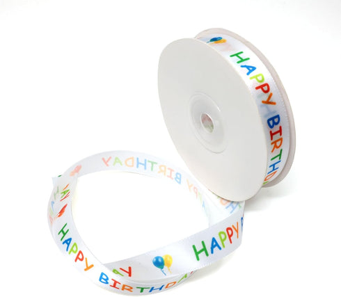 Honbay 25 Yard Polyester Happy Birthday Ribbon Single Face Printed Birthday Cake Ribbon for Gift Wrapping Bow Making Birthday Decoration or DIY Cr...