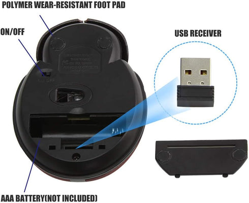 elec Space Mini Small Wireless Mouse for Kids, Cute Animal Ladybug Shape 3000DPI Portable Mobile Optical Mouse with USB Receiver Cordless Mouse fo...