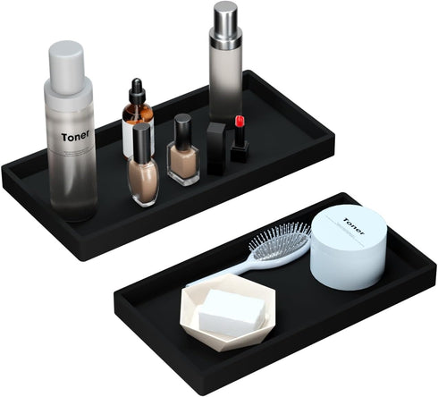 BBK Bathroom Vanity Tray 7.8 in - 2 Pack(Small) Silicone Bathroom Tray for Counter, Perfume Key Trinket Ring Tray, Decor Soap Dispenser Countertop...