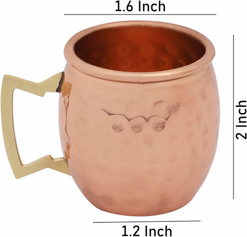 Buddha4all 2 Oz. Solid Copper Mini Moscow Mule Shot Mug Set Copper Hammered Shot Glass Set (4)...