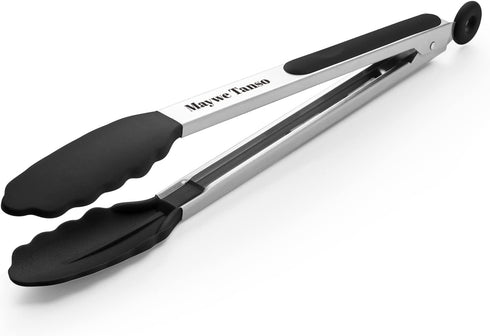 600? Heat Resistant Kitchen Tongs for Cooking with Silicone Tips,Maywe Tanso 12-Inch Stainless Steel Locking Cooking Tongs Food Tongs for BBQ,Cook...