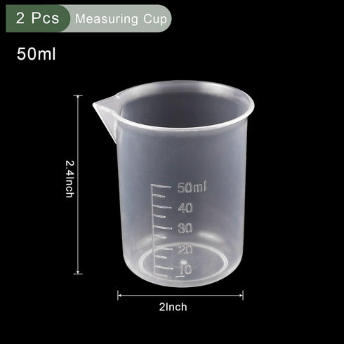 YOKIVE 2 Pcs Plastic Beaker, Laboratory Use | Liquid Measuring Cup, Great for Lab, Kitchen (Clear White, 50ML)...