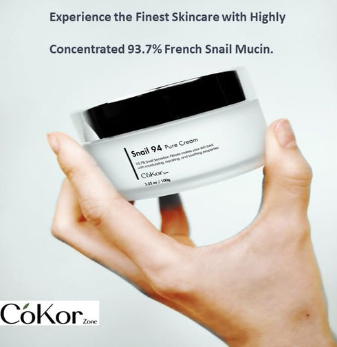 Cokor 94% of French Snail Mucin Extract Moisturizing Cream 3.52 oz Made in Korea Glass Skin Care K-Beauty...
