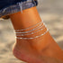 Boho Beaded Anklets Silver Multilayer Bead Chain Anklet Bracelets Beach Accessories Foot Jewelry Adjustable for Women...