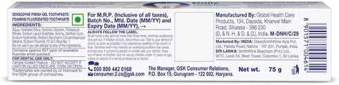 Pack of 3 Sensodyne Sensitive Toothbrush Bundle with Fresh Gel Toothpaste 75g (2.64 oz)...