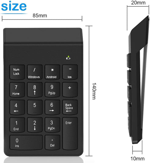 Bluetooth Number Pad Wireless Numeric Keypad 10 Key Numpad Compatible with Laptops MacBook, ChromeBook, ThinkBook, MateBook, Inspiron Computer Des...