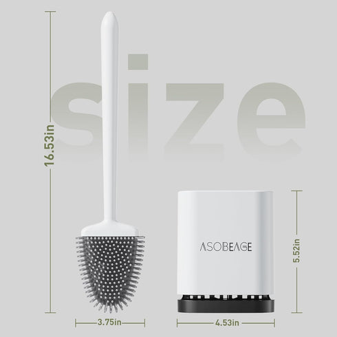 ASOBEAGE Deep Cleaner Toilet Brush: Silicone Toilet Brush with No-Slip Long Plastic Handle and Flexible Bristles, Quick Drying Holder Set for Toil...