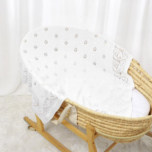 LAWKUL Cellular Blanket Baby 100% Cotton Knitted Soft Knit Crochet Blankets for Newborn Boy Girls Infants White 100x80cm...