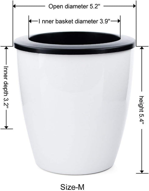 5.2“ Self Watering Planter White Flower Pot, 3 Pcs Medium Planter Pot, Mini Plant Pot, for All Plants, Herbs, African Violets, Succulents, Flowers...