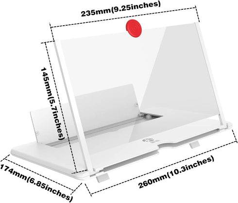 Screen Amplifier Magnifier, New Generation Phone Holder Screen Amplifier, 3D HD Video and Gaming Phone Projector-with Foldable Phone Stand, Suppor...