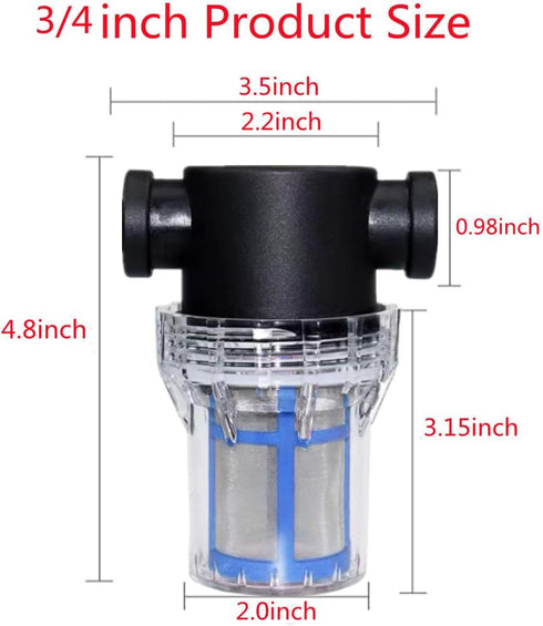 Sediment Filter 3/4 Female Thread Inline Filter Strainer for Garden Hose Pressure Washer RV with 100Mesh Screen Water Pump Strainer Filter...