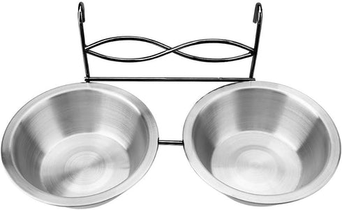 Owlike Stainless Steel Dual Hanging Food Water Bowl Feeder with Hook for Cat Pet Dog Puppy Crate Cage...