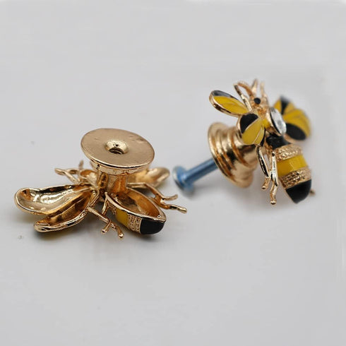brandname SCRTB 4 Pcs Cute Bee Shaped Cabinet Knobs Cupboard Closet Drawer Wardrobe Door Dresser Insect Handle Home Yellow Decorative Hardware Fur...