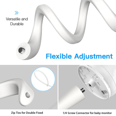 Flexible Twist Mount Compatible with VTech VM923/924 Baby Monitor without Tools or Wall Damage - White (Flexible Mount)...