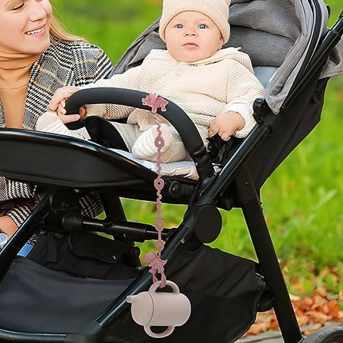 PandaEar 8 Pack Baby Toy Straps & Silicone Pacifier Clips, Dinosaur Silicone Pacifier Teether Harness Straps and Pacifier Holder Clips with One Pi...