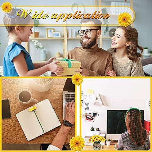 Chinco Sunflower Pens Artificial Flowers Ballpoint Pens Creative Sunflower Gel Ink Pen 0.7mm Flower Writing Pen for School Office Home, Kid Teache...