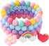 Colorful Rainbow Flower Heart Charm Bracelets Set Y2k Friendship Acrylic Beaded Stretchy Strand Bracelet for Women Girls Cute Preppy Party Favor P...