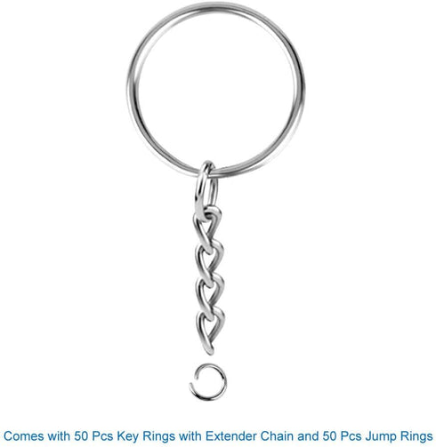 selizo 100Pcs Key Chain Ring with Chain and Tassel Pendants Bulk for Keychain Crafts Jewelry Making...