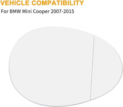 X AUTOHAUX Right Passenger Side RH Mirror Glass with Adhesive for BMW for Mini Cooper 2007-2015...