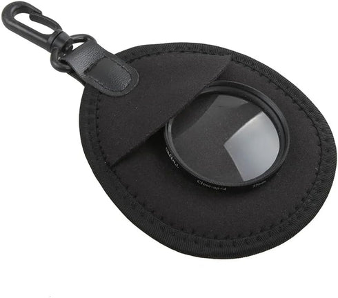 2 Pack Lens Filter Pouch Mini Storage Bag Sleeve Protective Case with Keychain Hook 2 Pockets For Camera CPL MC UV ND 25mm-72mm 43mm 46mm 49mm 52m...