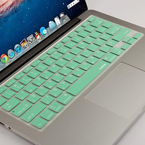 XSKN Hebrew Israel Language Mint Green Color Silicone Keyboard Skin Cover for 2015 and Ealier Released MacBook Air 13, Pro 13 15 17 inch, US Layou...