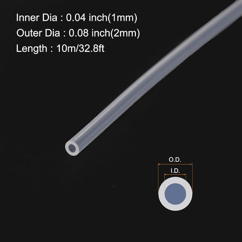 10m(33ft) 1mm(0.04") ID x 2mm(0.08") OD Silicone Tubing Clear Industrial Plastic Tubing Pure Silicone Hoses for Pump Siphoning Draining Irrigation...