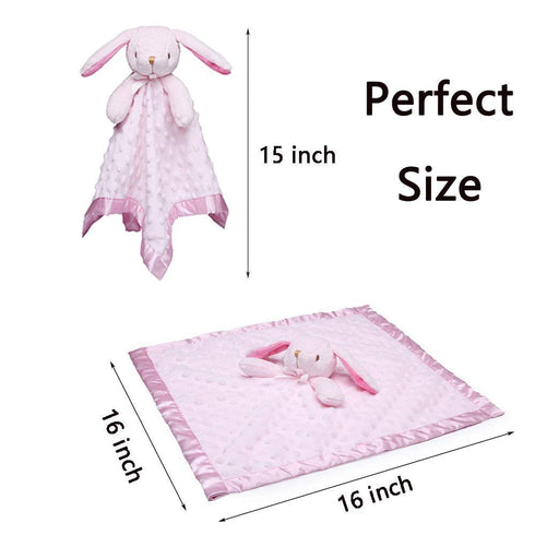 Pro Goleem Bunny Security Blanket Twin Baby Gifts Baby Snuggle Toy Lovey for Infant Girls Soft Lovie Pink, 2 Pack...