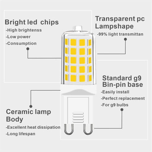 10 Pack G9 LED Bulb Dimmable, 40 Watt Equivalent T4 Chandelier Light Bulbs, 4W 4000K Neutral White 450 Lumen, Ceramic Bi-pin G9 Base Replacement f...