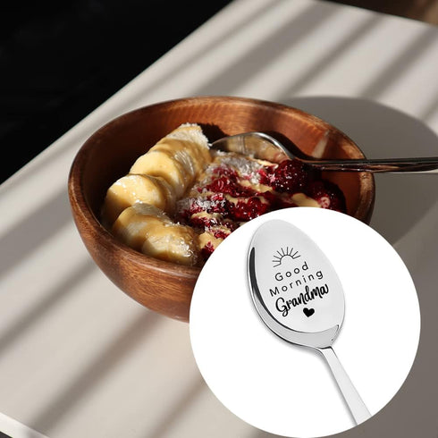 Grandma Mothers Day Gifts Spoons for Mimi Grandma Birthday Gift from Grandchildren Grandson Good Morning Grandma Spoon for Christmas Gifts for Nan...