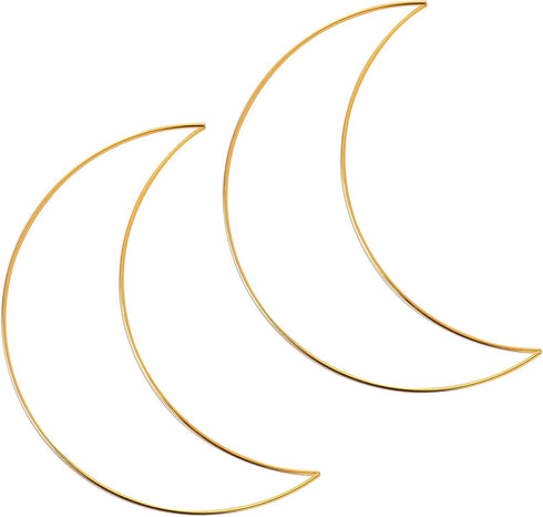 2pcs Gold Moon Hanging Ornament Rings - 10 Inch Metal Craft Rings for DIY Crafts, Macrame and Dream Catcher Supplies, Wedding Occasion...