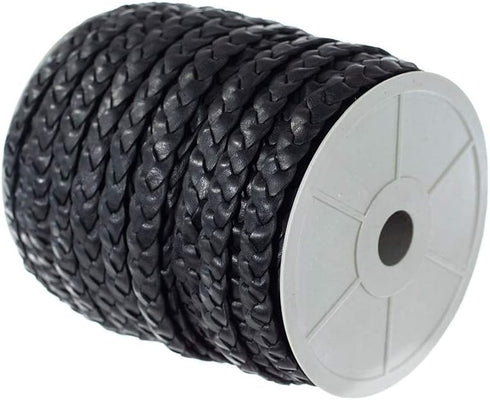 Craft County Flat Braided Leather Jewelry Craft Cord – Necklaces, Belts, Bracelets, Crafts and Jewelry Making (Black, 10mm X 5 Yards)...