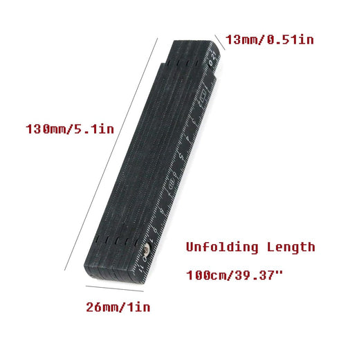 YXQ Folding Measures Tape,Plastic Foldable Ruler Metric Yardstick Ruler for Woodworking, 1m/39.37" Length Black...