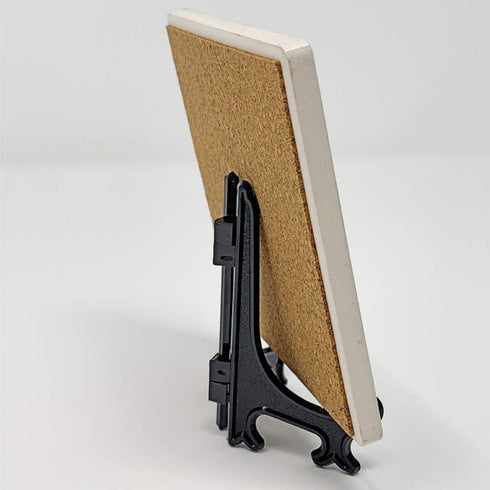 BANBERRY DESIGNS Black Folding Dislay Easels - Pack of 20 Display Easels - Curved Folding Stands - Hinged Table Card Holders. Measurements are 3" ...