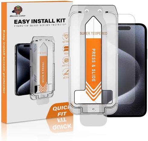 FABKITT Tempered Glass Screen Protector designed for iphone 15, (Easy Installation Kit)......