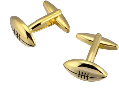 Football Pair Cufflinks Pigskin Solid Half Gold Wedding Cuff Links...